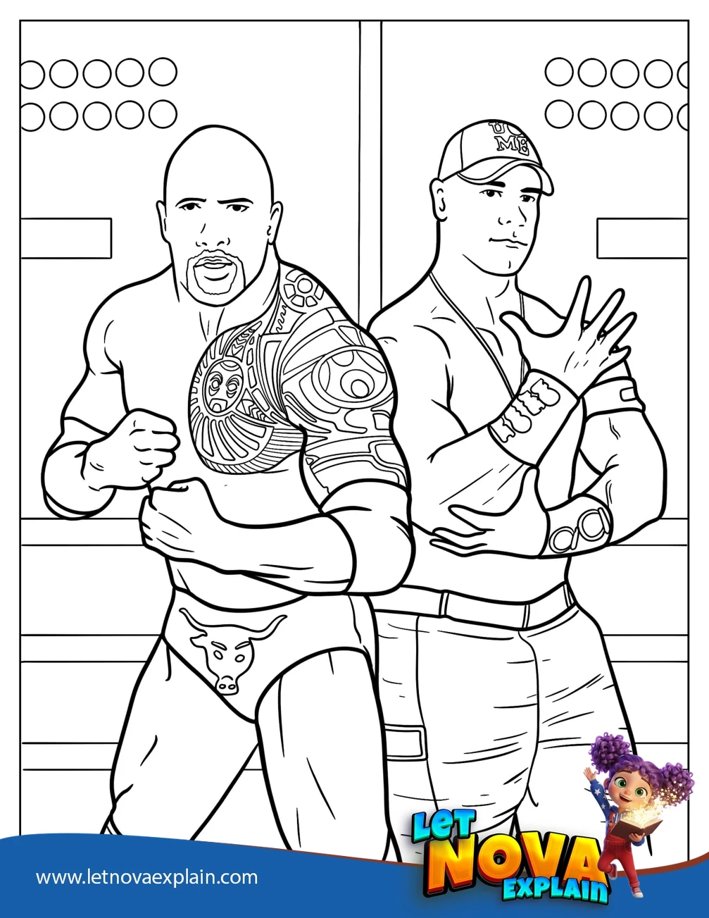 John Cena Posing With The Rock Coloring Page — Page de coloriage