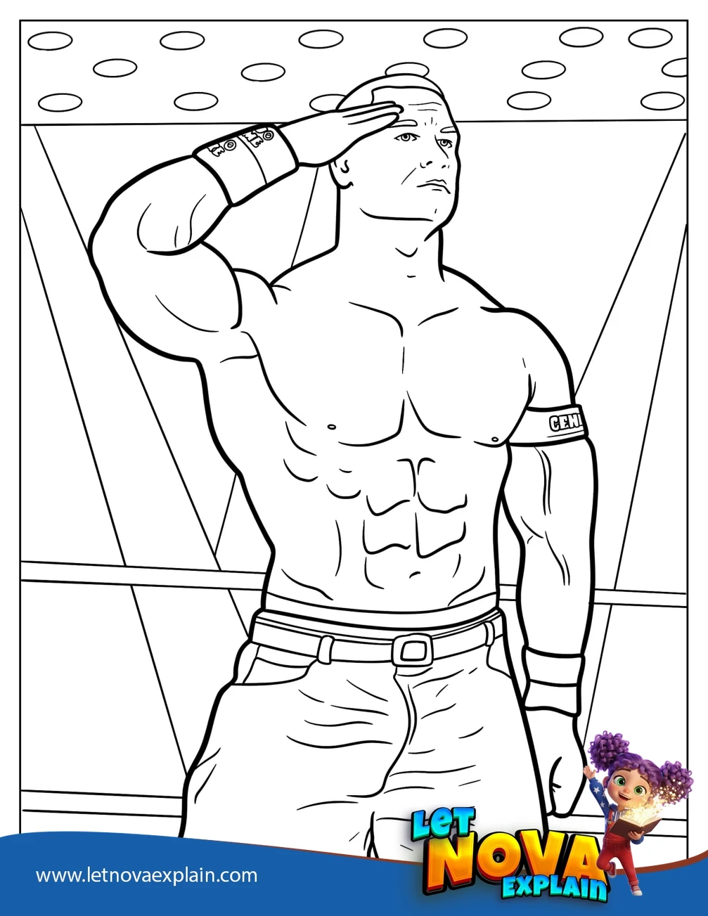 Simple John Cena Saluting Coloring Sheet For Kids — Coloring page