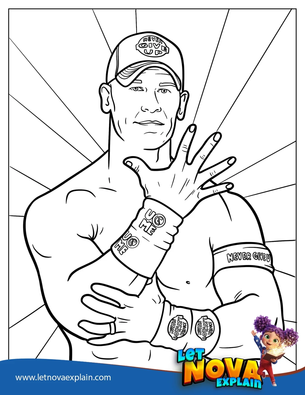 You Can t See Me Pose John Cena Outline Coloring Sheet For Kids — PDF imprimable