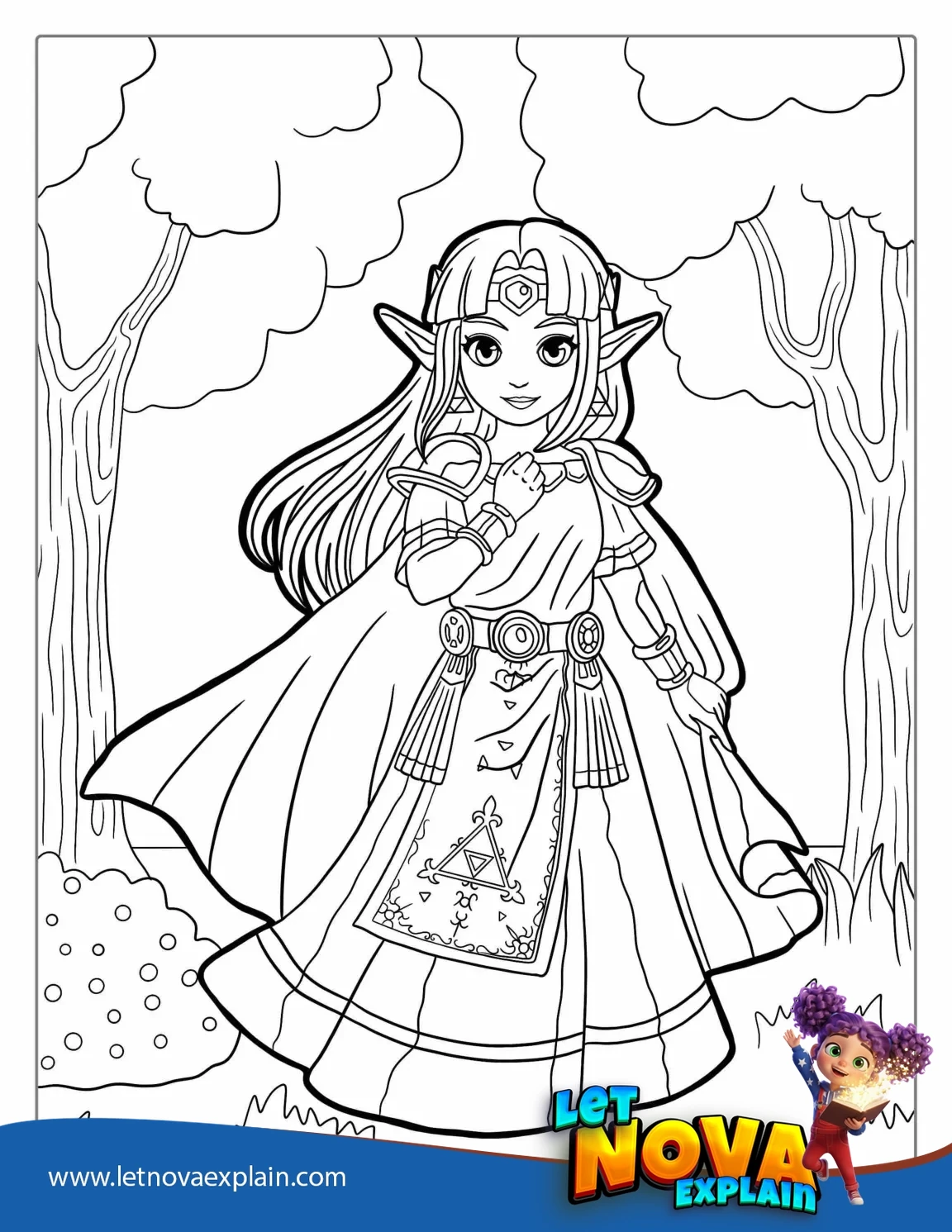 Princess Zelda Coloring Page For Kids — Coloring page