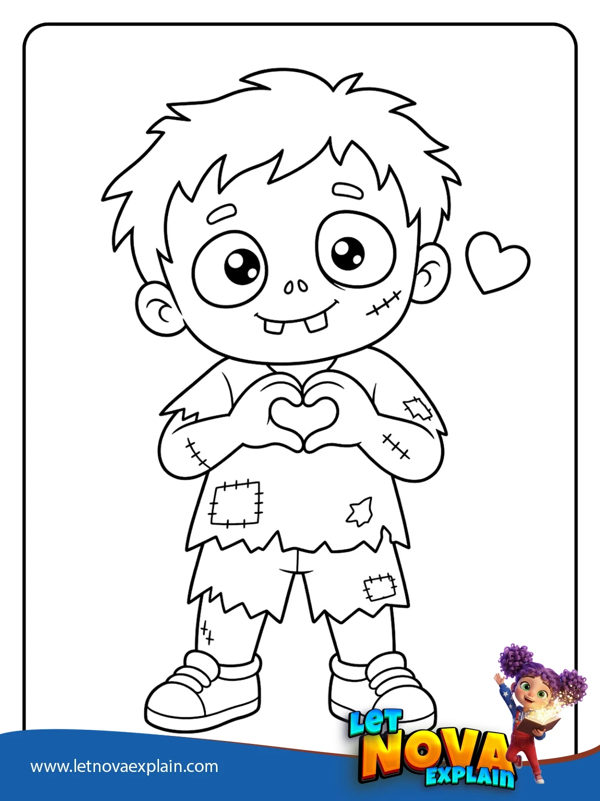 A Tiny Zombie Heart coloring — Printable PDF