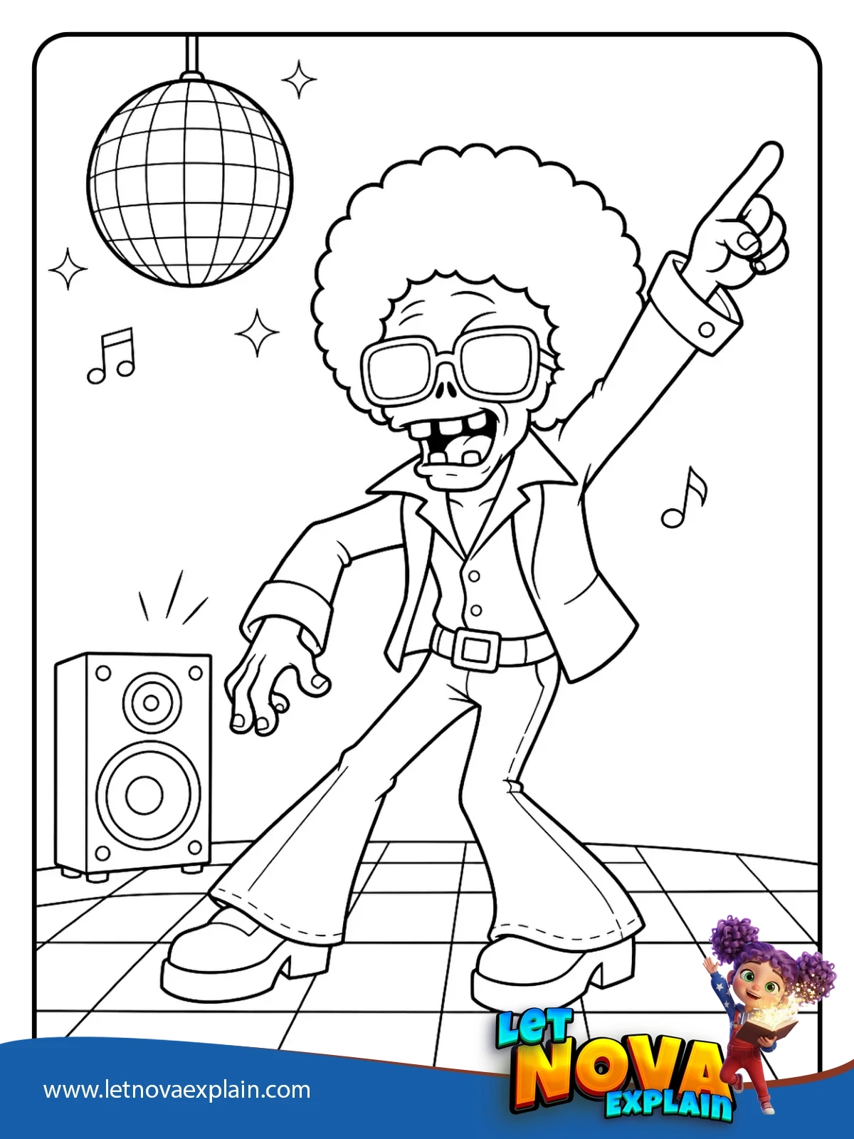 Dancing Zombies Heel Slide coloring — Printable PDF