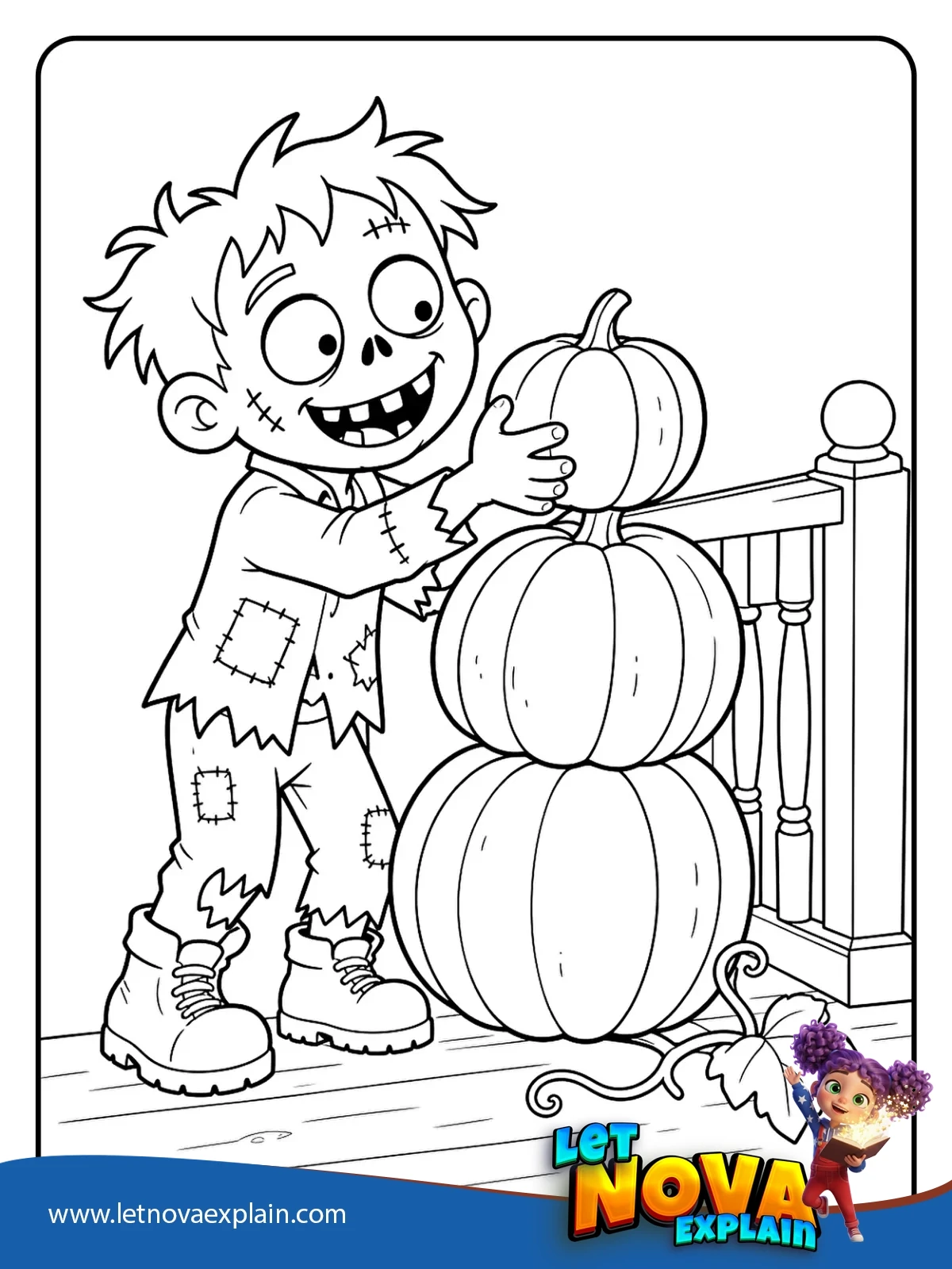 The Crooked Pumpkin Stack coloring — Printable PDF