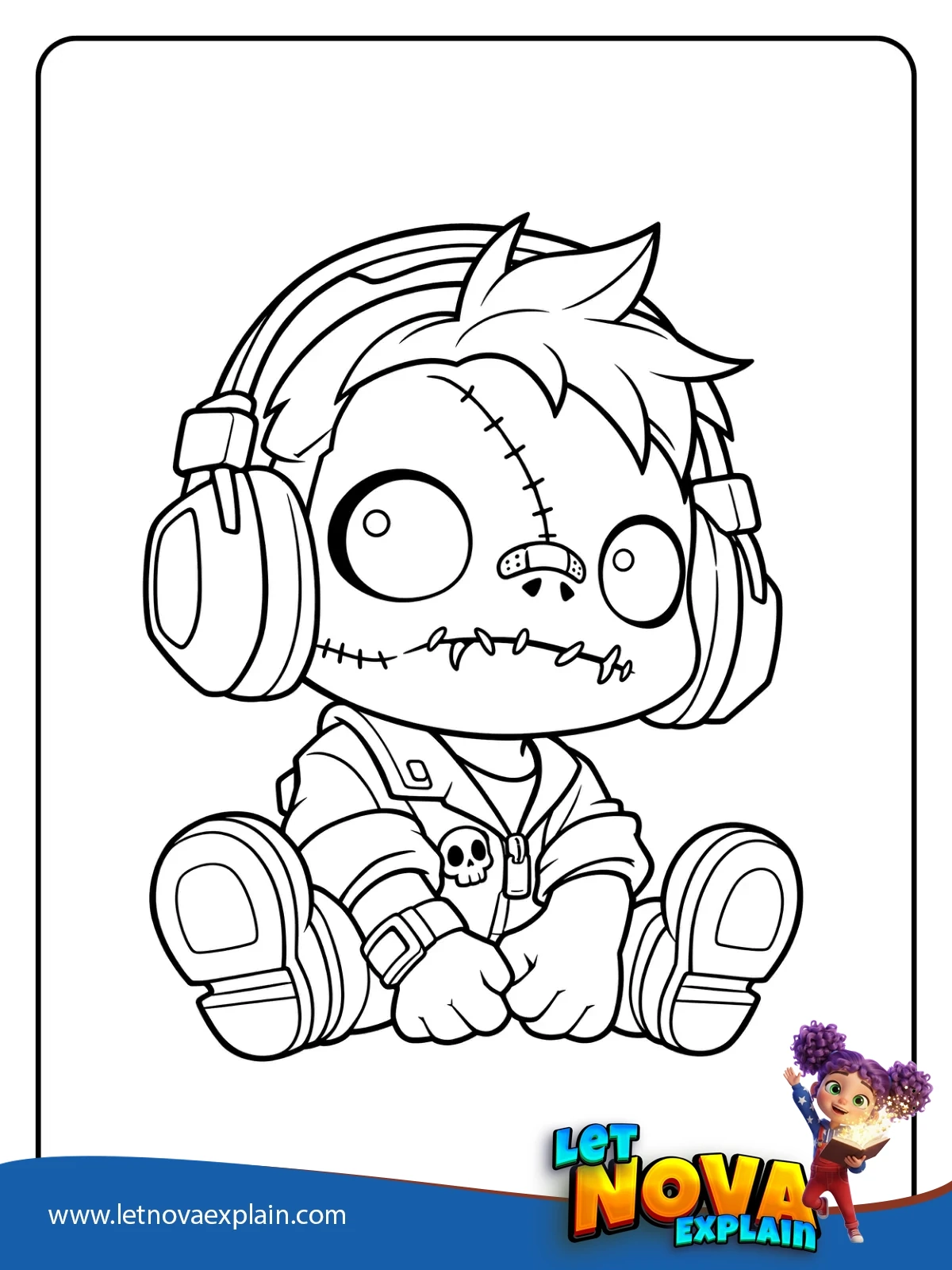 Zombies Headphone Break coloring — Coloring page