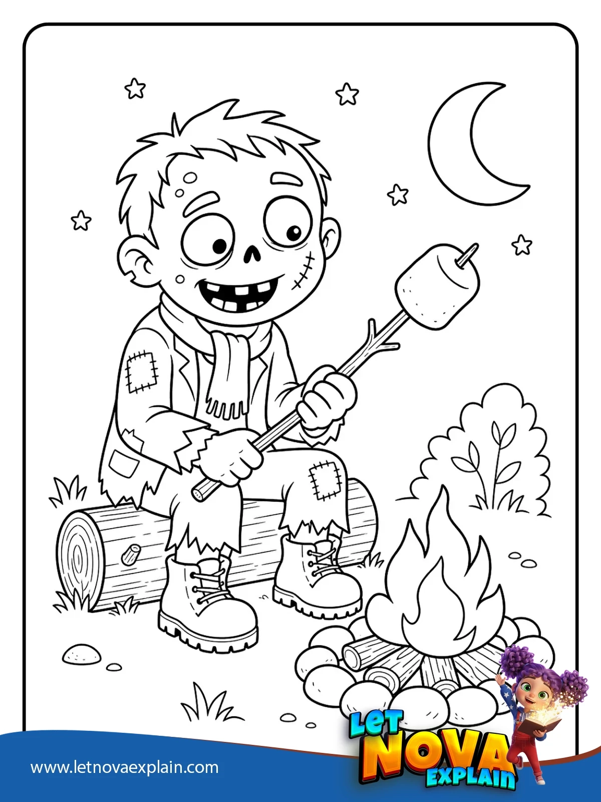 Zombies Marshmallow Toast coloring — Coloring page