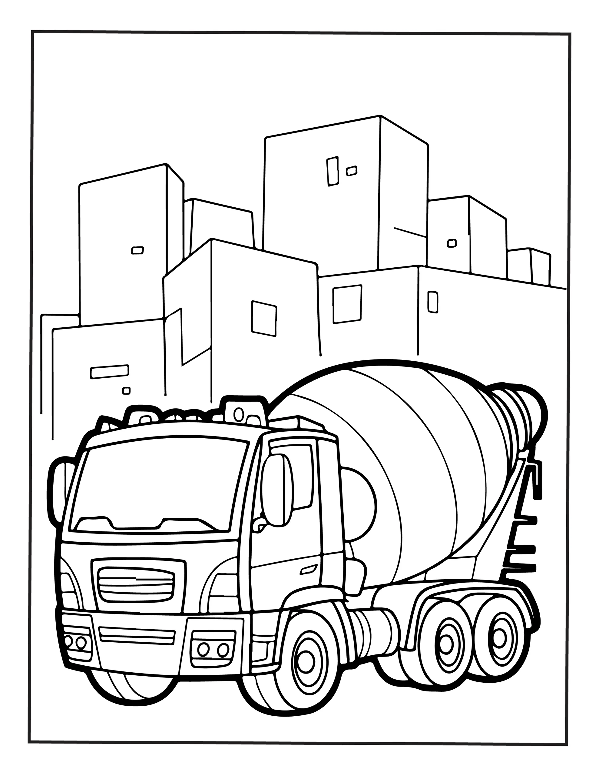 Mixing Truck Coloring Page — Printable PDF