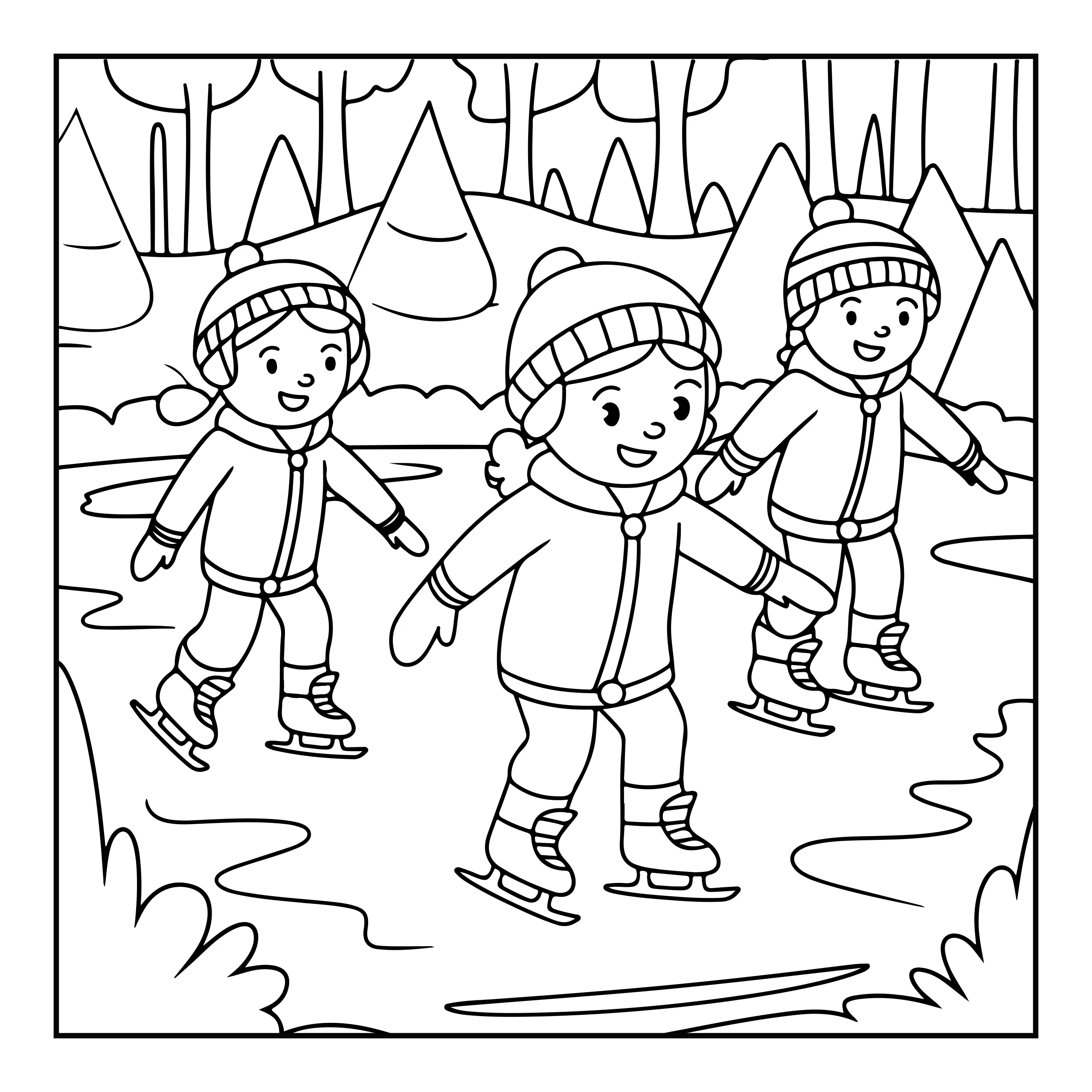Kids Skating Coloring Page — Coloring page
