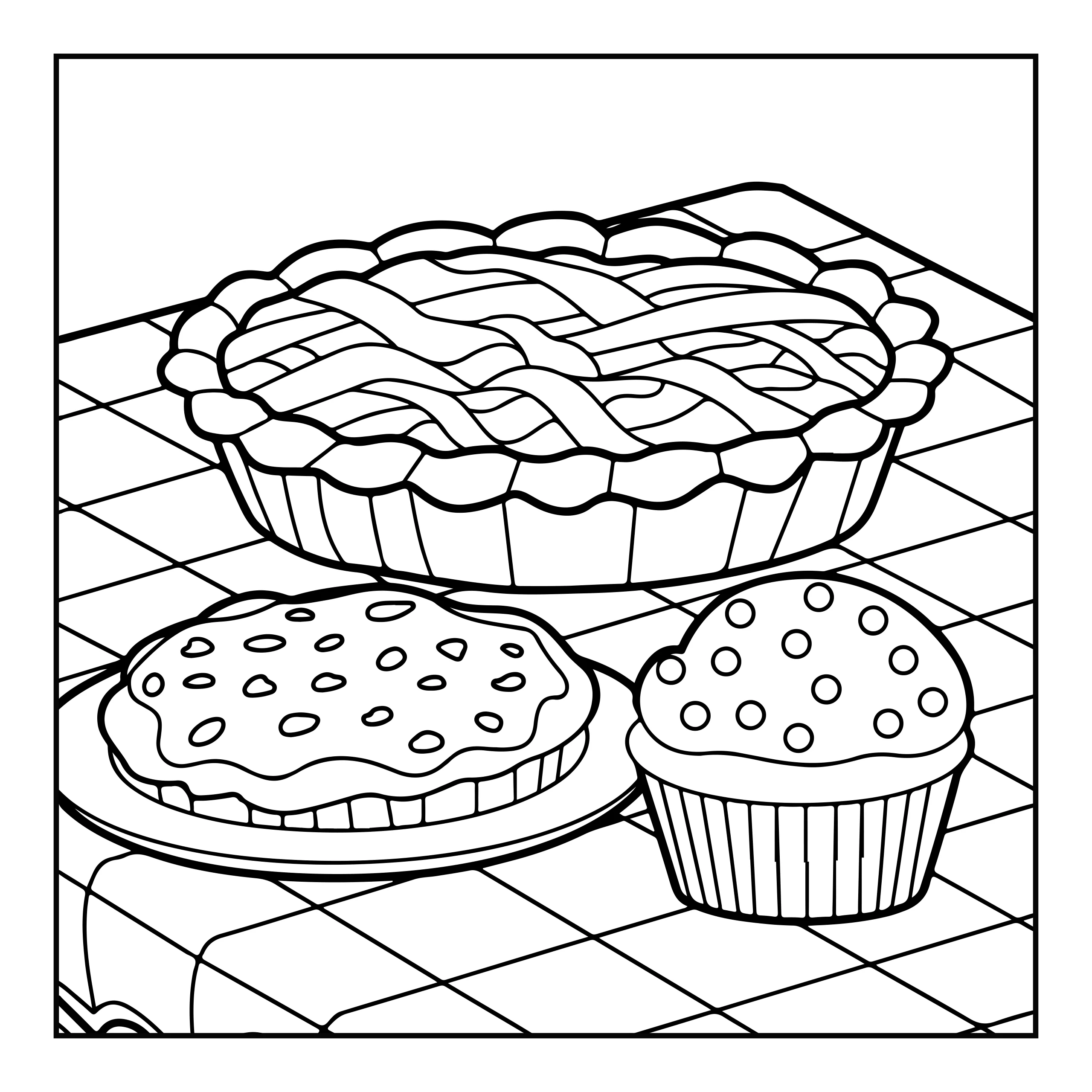 Thanksgiving Desserts Coloring Page — Printable PDF