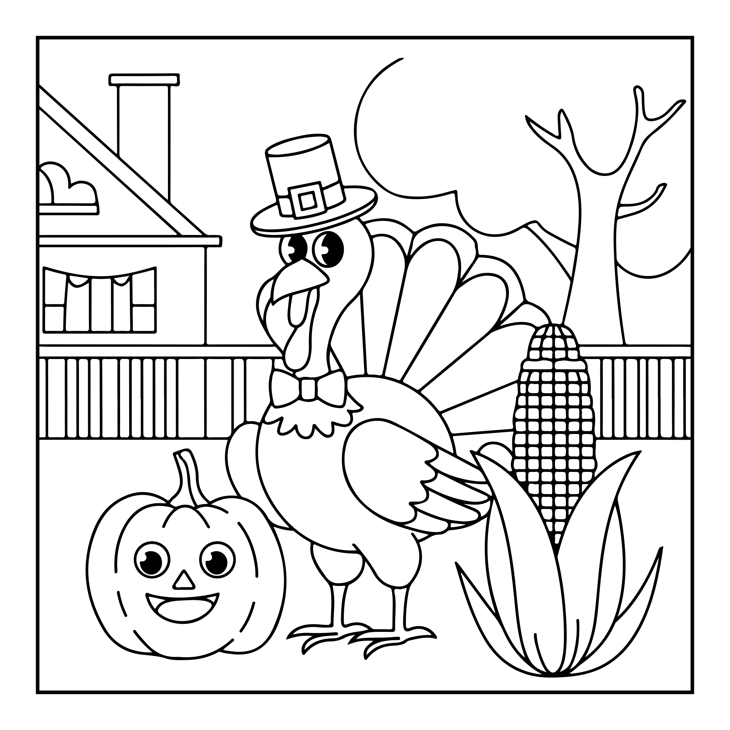 Thanksgiving Turkey Coloring Page — Printable PDF